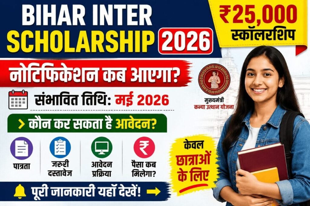 Bihar Inter Scholarship 2026 Notification